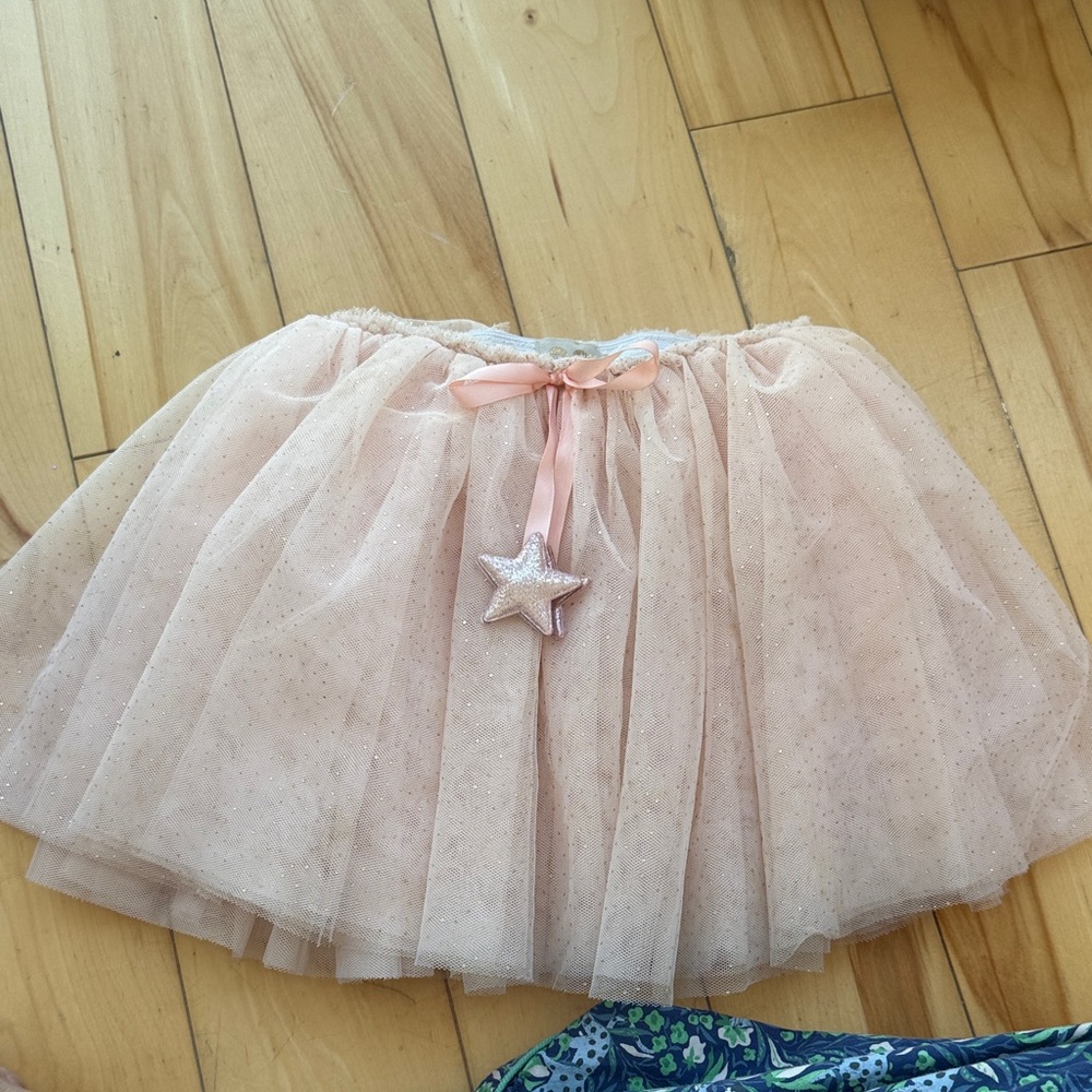 Girls Pink Glitter Tulle Skirt with Star Charm